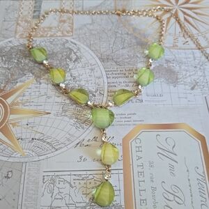 Joe Fresh Gold-Tone Necklace with Lime Green Teardrops